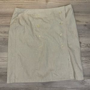 Isaac Mizrahi Heather Tan Above the Knee Button Front Silky Lined Skirt Size 18